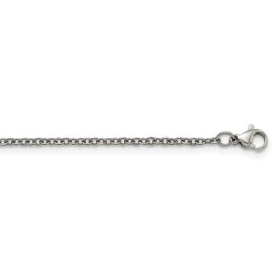 Polished 2.25mm 18 Inch Cable Chain Titanium TBN183-18, MPN: TBN183, 191101872648