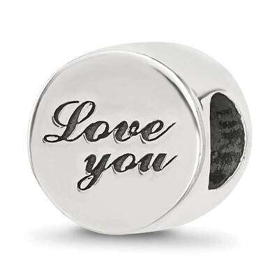 Polished Antiqued Love You Circle Bead Sterling Silver QRS4417, MPN: QRS4417,
