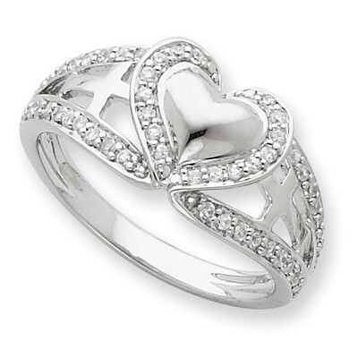 Diamond Polished Pure Heart Ring Sterling Silver QSX258-8, MPN: QSX258-8, 883957717135