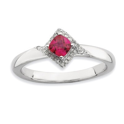 Ruby &amp; Diamond Ring - Sterling Silver Polished QSK657, MPN: QSK657, 886774175362
