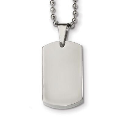 3.85mm Reversible Dog Tag Necklace Stainless Steel Brushed &amp; Polished SRN2328-24 by Chisel, MPN: SR…