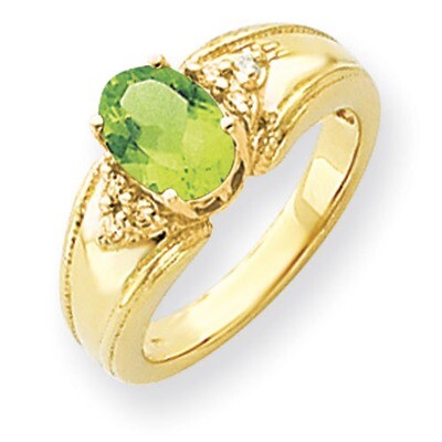 Peridot Diamond Ring 14k Gold 8x6mm Oval Y4452PE/A, MPN: Y4452PE/A, 883957388823