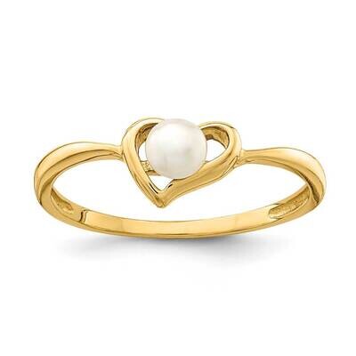 3-4mm White Button Freshwater Cultured Pearl Heart Ring 14k Gold SE2880 by Madi K, MPN: SE2880, 191…
