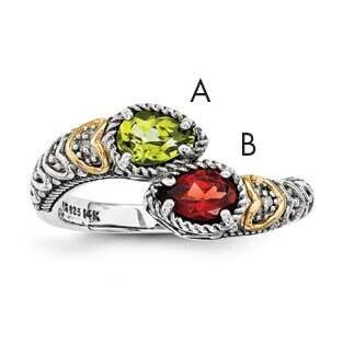 Two-Stone and Diamond Mother&#39;s Ring Sterling Silver &amp; 14k Gold QMR20/2SY-5, MPN: QMR20_2--6,