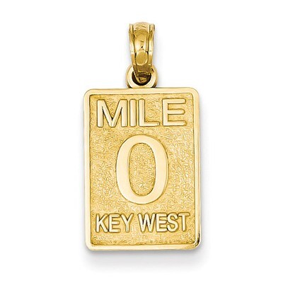 Mile 0 Key West Mile Marker Pendant 14k Gold C3262, MPN: C3262, 637218117925