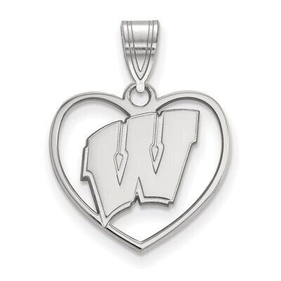 University of Wisconsin Pendant in Heart Sterling Silver SS017UWI, MPN: SS017UWI, 886774723648
