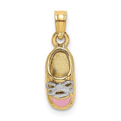 Pink Enamel Baby Shoe Charm 14k Gold 3-D K7075, MPN: K7075, 637218168699