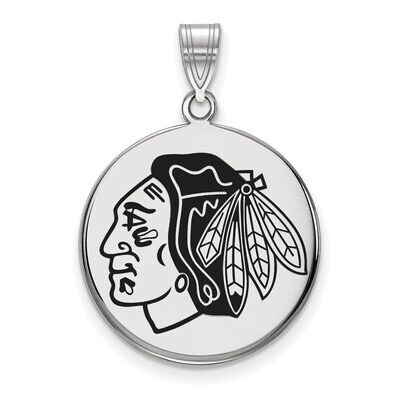 Chicago Blackhawks Large Enamel Disc Pendant Sterling Silver SS037BLA, MPN: SS037BLA, 886774748498