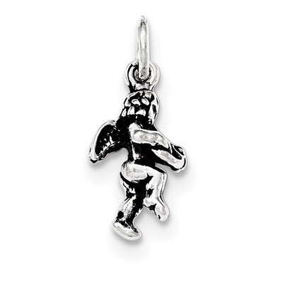 Antiqued Angel Playing Harp Pendant Sterling Silver QC8407