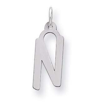 Slanted Block Initial N Charm Sterling Silver QC5085N, MPN: QC5085N, 191101536052