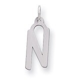 Slanted Block Initial N Charm Sterling Silver QC5085N, MPN: QC5085N, 191101536052