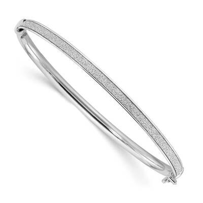 Sterling Silver Polished Fancy Glitter Infused Hinged Bangle QB769
