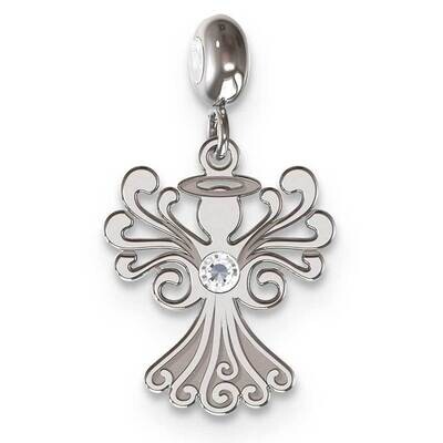 Memi Angel Wing with Swarovski Crystal Charm Sterling Silver Rhodium-plated ME172-SS, MPN: ME172-SS,