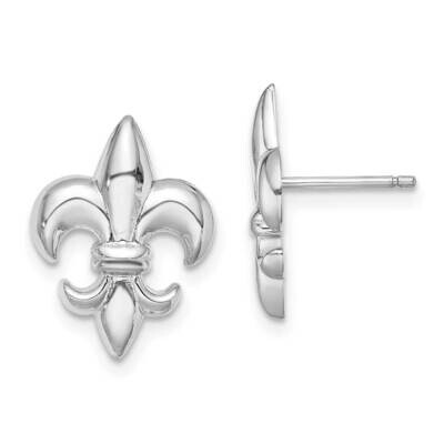 Small Fleur-De-Lis Post Earrings 14k White Gold TE619W, MPN: TE619W, 637218153633