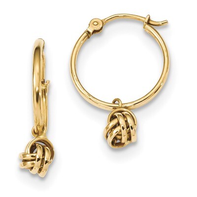 Love Knot Dangle Hoops Earrings 14k Gold Polished YE1775, MPN: YE1775, 191101055942