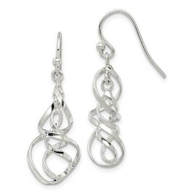 Twisted Dangle Earrings Sterling Silver Polished QE14794, MPN: QE14794, 883957962146