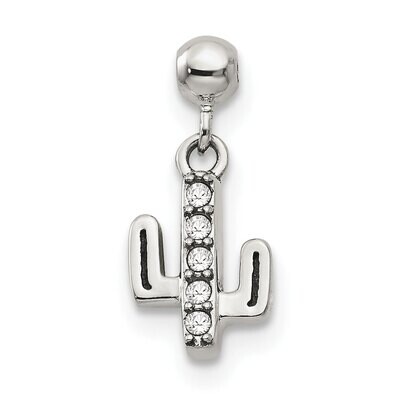 Dangle Cactus Charm Sterling Silver Swarovski Crystal QMM107, MPN: QMM107,