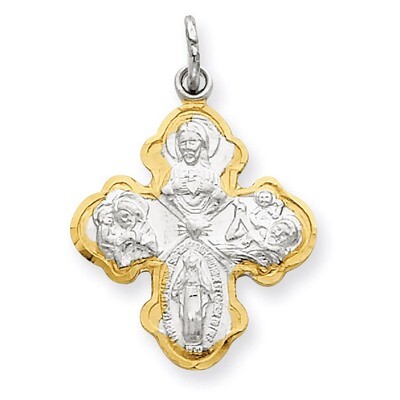 Vermeil 4-way Medal Sterling Silver QC3462, MPN: QC3462, 883957279350