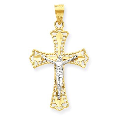 Diamond-Cut Crucifix Pendant 10K Gold &amp; Rhodium 10C1078, MPN: 10C1078, 886774019413