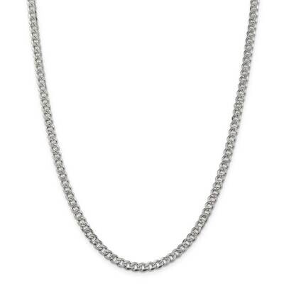 4.5mm Pave Curb Chain 30 Inch Sterling Silver QCF120-30, MPN: QCF120-30,