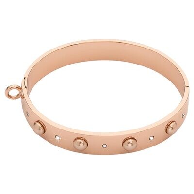 Nikki Lissoni Bangle of 1cm with Rose Pearls Swarovski Crystals One Loop To Attach A Charm Rose Gol…
