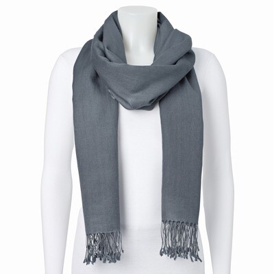 Grey Silk Wool Blend Pashmina Scarf GM8345, MPN: GM8345, 191101416736
