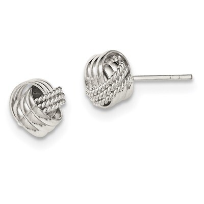 Fancy Post Earrings Sterling Silver Polished and Textured QE11775, MPN: QE11775, 191101230172