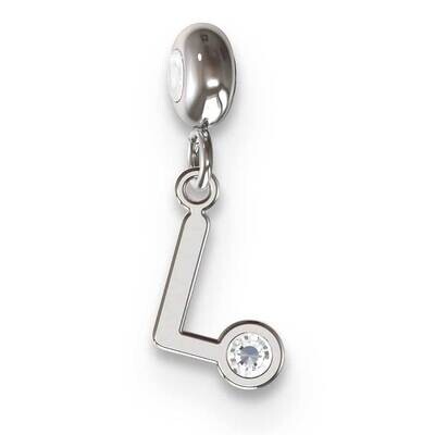 Memi Letter L with Swarovski Crystal Charm Sterling Silver Rhodium-plated ME111L-SS, MPN: ME111L-SS,