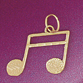Dazzlers Jewelry Musical Note Pendant Necklace Charm Bracelet in Yellow, White or Rose Gold 6279, M…