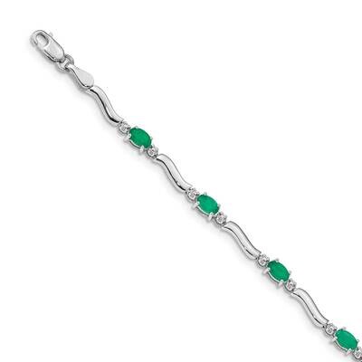 Emerald Bracelet 14k White Gold Diamond BM4474-EM-001-WA, MPN: BM4474-EM-001-WA, 883957388083