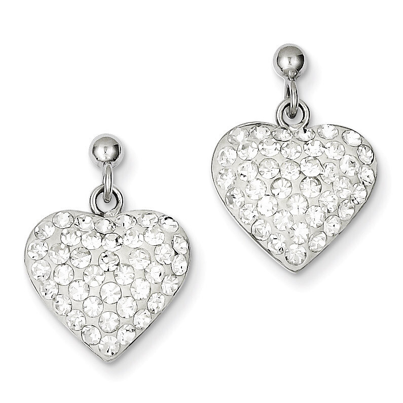 Sterling Silver Diamond Heart Earrings QE9648