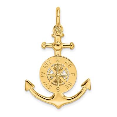 Small Anchor with Nautical Compass Charm 14k Gold 3-D K8004, MPN: K8004, 637218189076