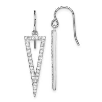 Triangle Dangle Earrings Sterling Silver Rhodium-plated CZ Diamond QE15039, MPN: QE15039, 883957983…