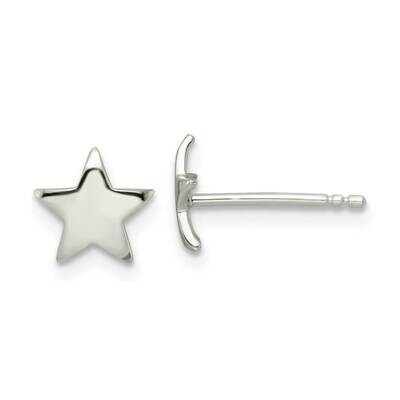 Star Post Earrings Sterling Silver Polished QE16473, MPN: QE16473, 196904166635