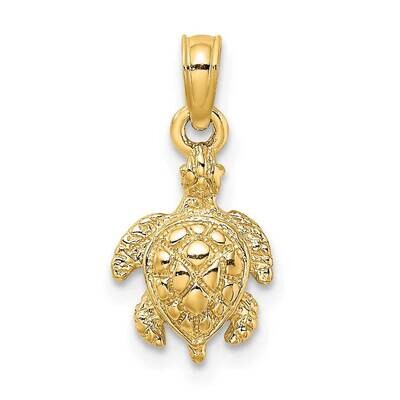 Textured Sea Turtle Charm 14k Gold 2-D K8123, MPN: K8123, 637218063680