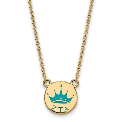 Zeta Tau Alpha Extra Small Enameled Pendant with 18 Inch Chain Gold-plated Silver GP044ZTA-18, MPN:…