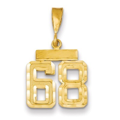 Number 68 Charm 14k Gold Small Diamond-cut SN68, MPN: SN68, 883957104645