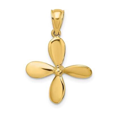4 Blades Propeller Charm 14k Gold 3-D K7749, MPN: K7749, 637218013272
