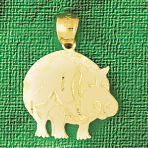 Dazzlers Jewelry Hippo Pendant Necklace Charm Bracelet in Yellow, White or Rose Gold 2603, MPN: DZ-…