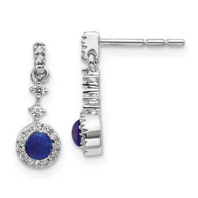 Cabochon Sapphire Earrings 14k White Gold Diamond EM4037-SA-016-WA, MPN: EM4037-SA-016-WA, 19110183…