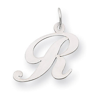Medium Fancy Script Initial R Charm Pendant 14k white Gold YC653R, MPN: YC653R, 883957030227