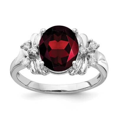 10x8mm Oval Garnet Diamond Ring 14k White Gold Y2240GA_AA, MPN: Y2240GA_AA, 883957618357