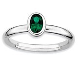 Oval Created Emerald Ring - Sterling Silver QSK438, MPN: QSK438, 886774004051