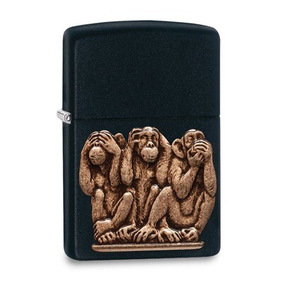 Zippo Black Matte See No Evil, Hear No Evil, Speak No Evil Lighter Engravable GM20812, MPN: GM20812…