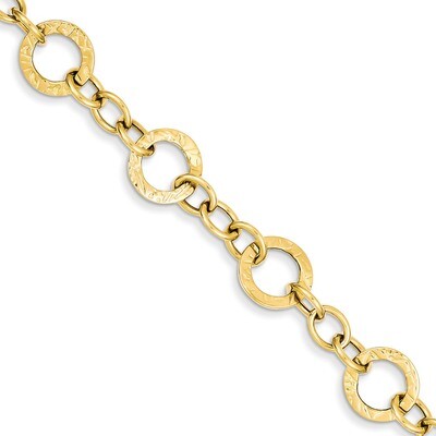 Fancy Link Bracelet 7.25 Inch 14k Gold Polished and Textured FB1396-7.25, MPN: FB1396-7.25, 8699448…