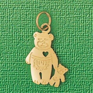 Dazzlers Jewelry Teddy Bear With Heart Pendant Necklace Charm Bracelet in Yellow, White or Rose Gol…
