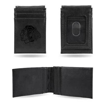 NHL Chicago Blackhawks Black Faux Leather Front Pocket Wallet GC7574, MPN: GC7574, 767345896520