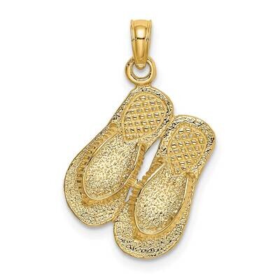 Large Textured Strap Double Flip-Flop Charm 14k Gold K8003, MPN: K8003, 637218051458