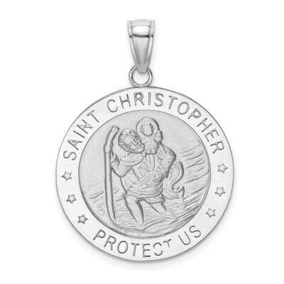 Satin Christopher Medal Charm 14k White Gold Polished M1484W, MPN: M1484W, 637218185771