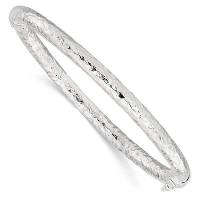 Textured Hinged Bangle Sterling Silver Polished QB1419, MPN: QB1419, 196904154977